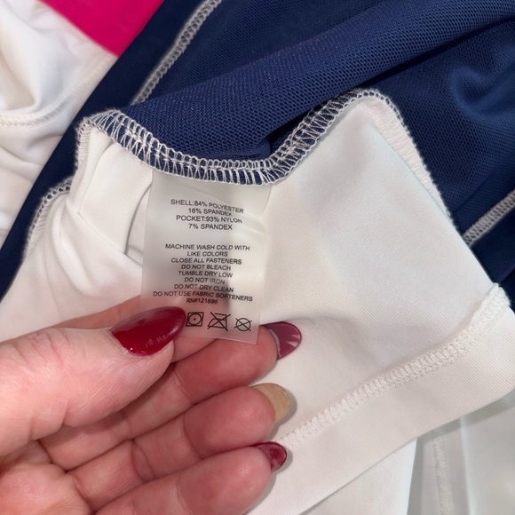 Title Nine Half Zip Hoodie Pullover Women’s Large White Navy Pink Activewear - Picture 6 of 6